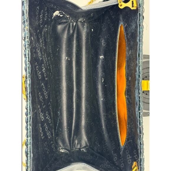 Rare RODO Vintage Green Black Wicker Weave Gold Purse Italy Made Art Deco 1960s - Picture 7 of 12